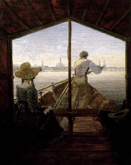 Carl Gustav Carus A Gondola on the Elbe near Dresden Sweden oil painting art